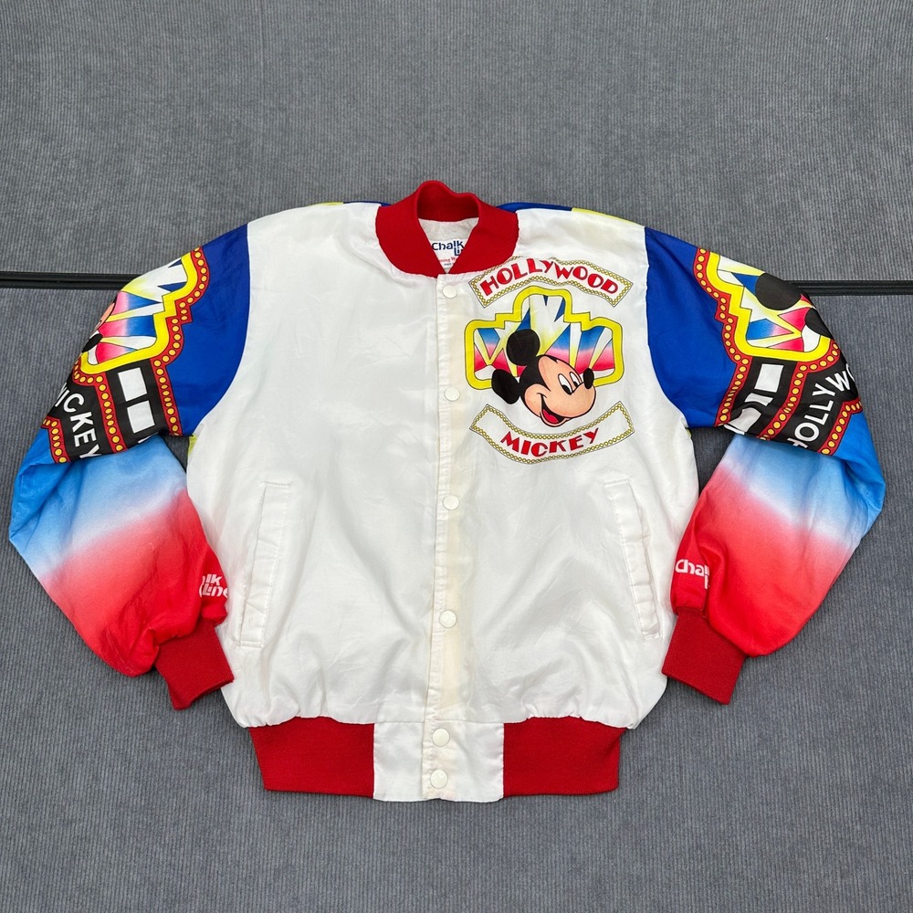 Vintage‎ Chalk Line Mickey Mouse Hollywood Satin Bomber Jacket Kids XL 18/20 USA